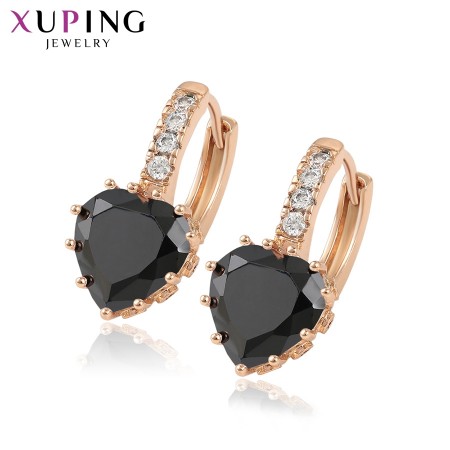 Позолоченные серьги Xuping 80285-чёрные фианиты фото | Brulik