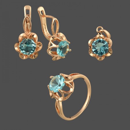 Позолоченный комплект Fallon 81200180-голубой фото | Brulik