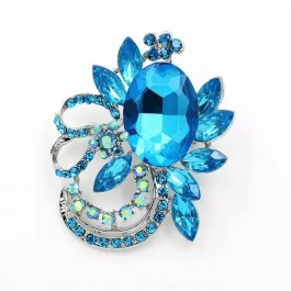 Брошь 8257-голубые фианиты
