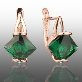 Позолочені сережки Fallon 82200102-зелений фіаніт
