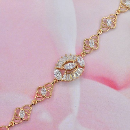 Позолоченный браслет с фианитами оптом 10-7239 фото | Brulik