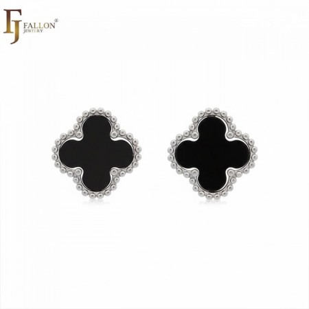 Сережки гвоздики у стилі Ван Кліф Fallon 42233006-чорний фото | Brulik