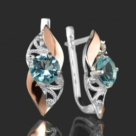 Серебряные серьги с золотыми вставками 25