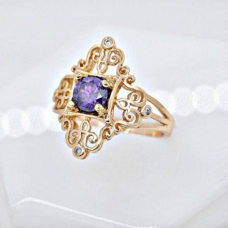 Аристократичное колечко 12620 - фиолетовый фото | Brulik