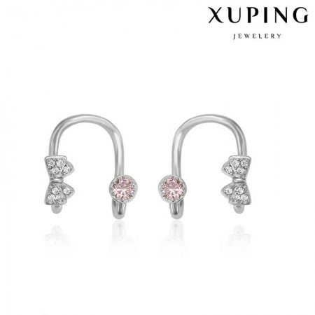 Серьги каффы Xuping  94684-розовые фианиты фото | Brulik