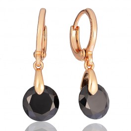 Позолоченные серьги Xuping 21389-чёрные фианиты