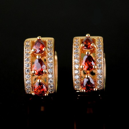 Позолоченные серьги Xuping 9132 - красный фото | Brulik