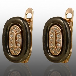 Позолочені сережки керамічні Xuping 24238-чорний фото | Brulik