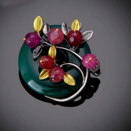 Стильная брошь-8429-зеленый