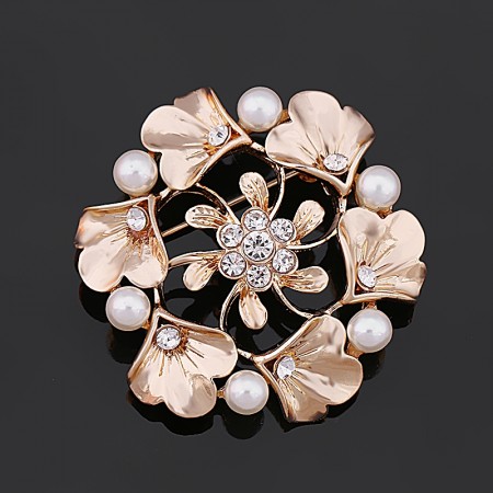 Брошь с фианитами и жемчугом 7215 фото | Brulik