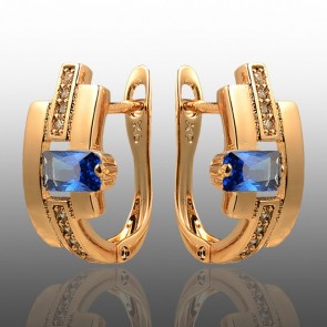 Позолочені сережки  Xuping 23457-сині фіаніти фото | Brulik