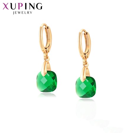 Позолоченные серьги Xuping 99820-зеленый фото | Brulik