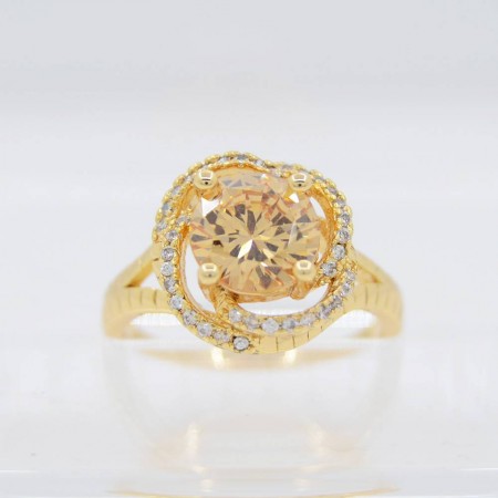 Удивительное кольцо с фианитами оптом 10-1082-шампань фото | Brulik