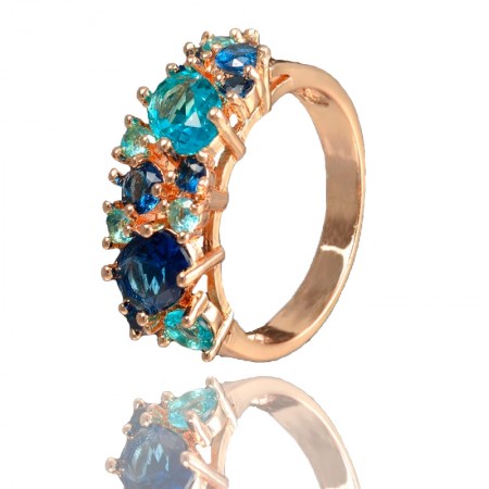 Позолоченное кольцо с фианитами Fallon 83201755-синие фианиты фото | Brulik